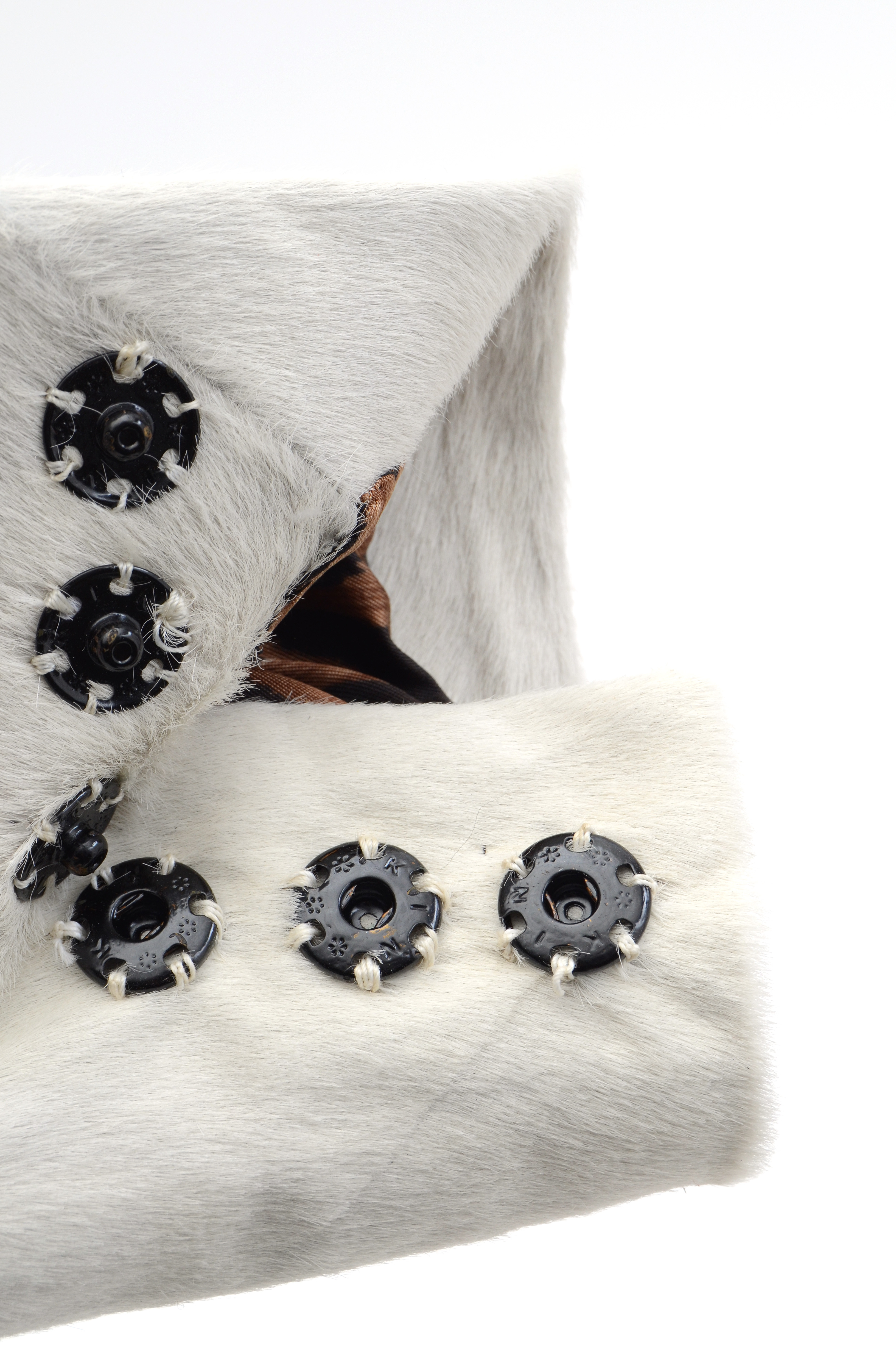 Dolce & Gabbana White Pony Skin Leather and Leopard Print Coat