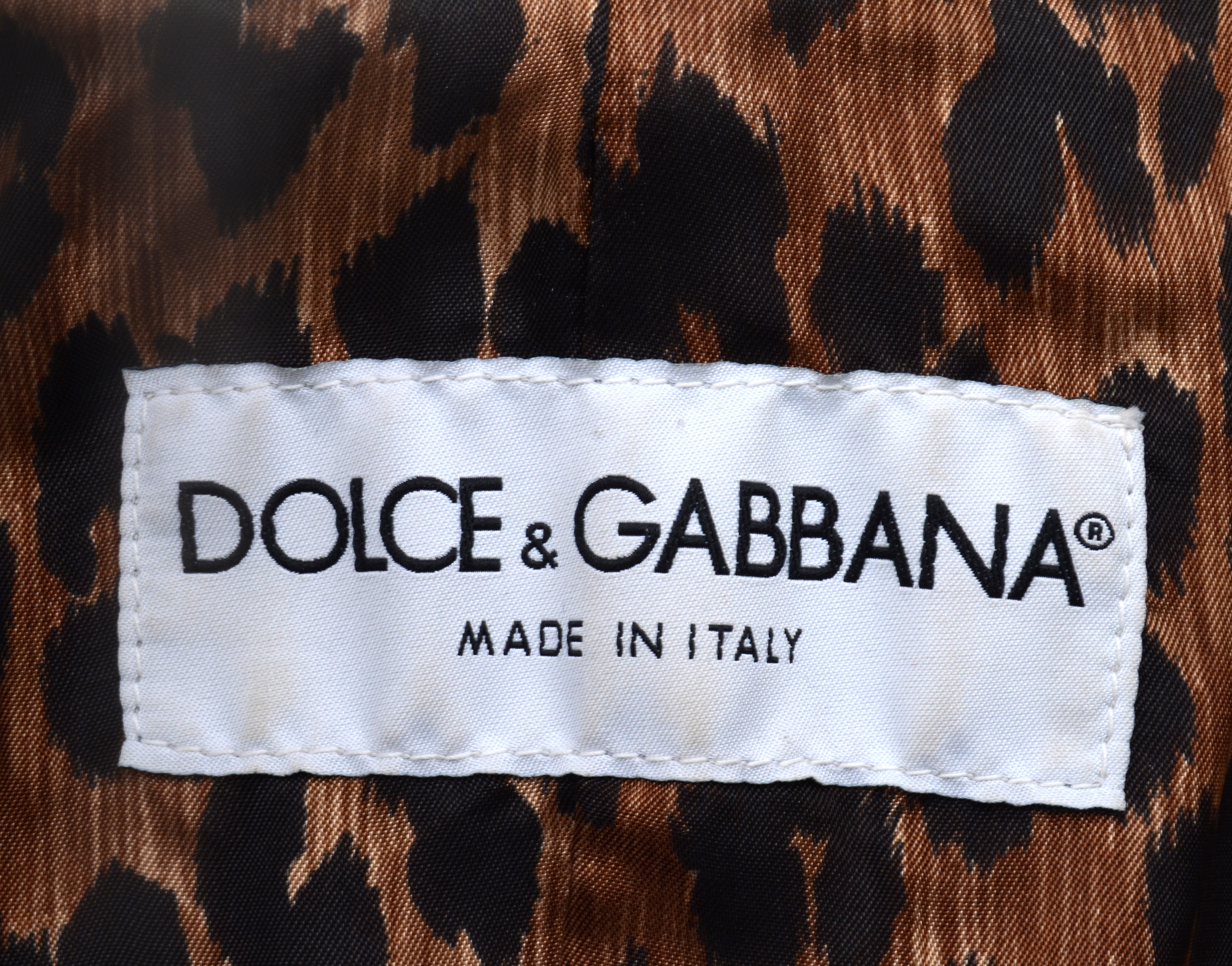 Dolce & Gabbana White Pony Skin Leather and Leopard Print Coat
