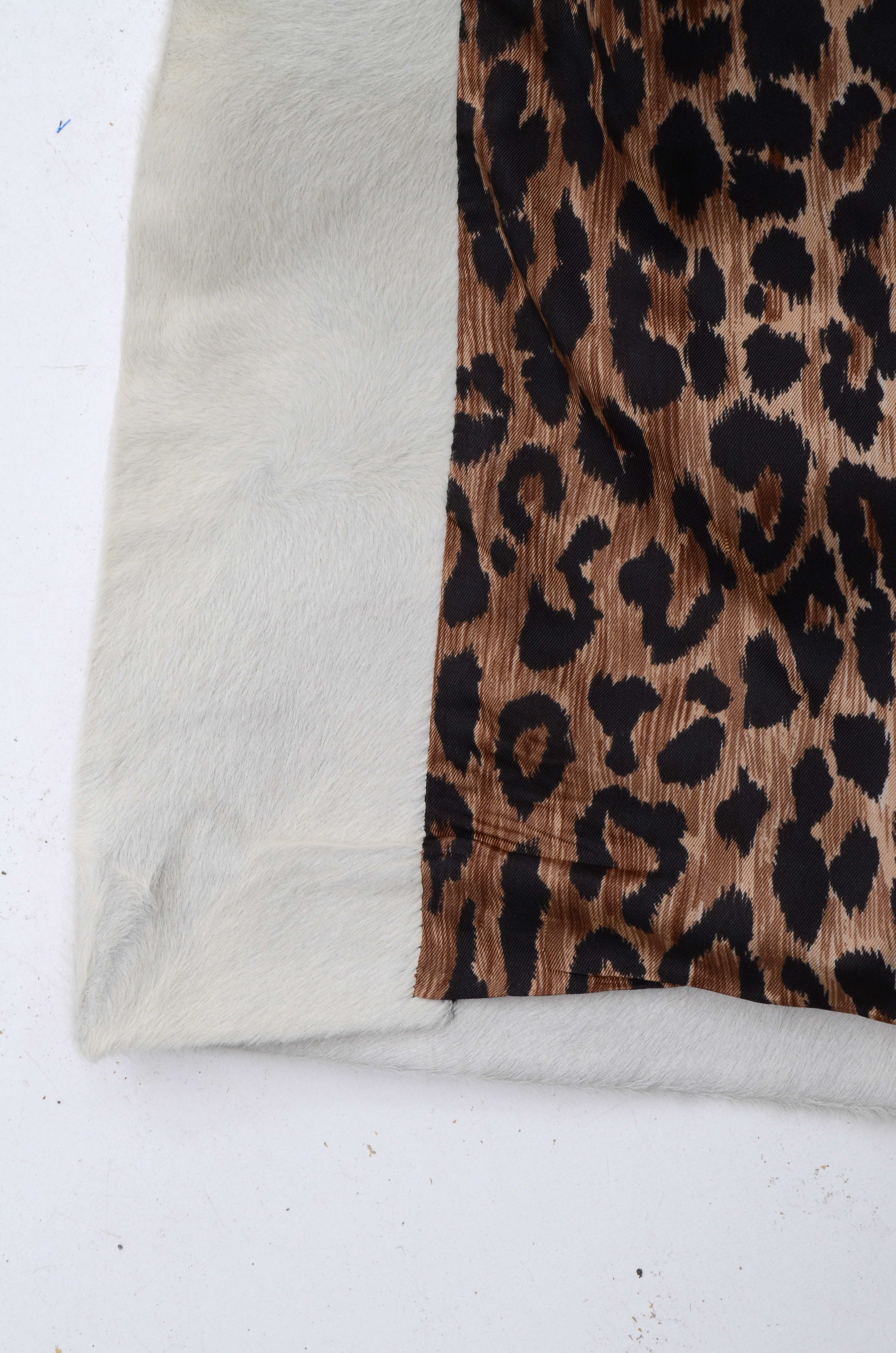 Dolce & Gabbana White Pony Skin Leather and Leopard Print Coat