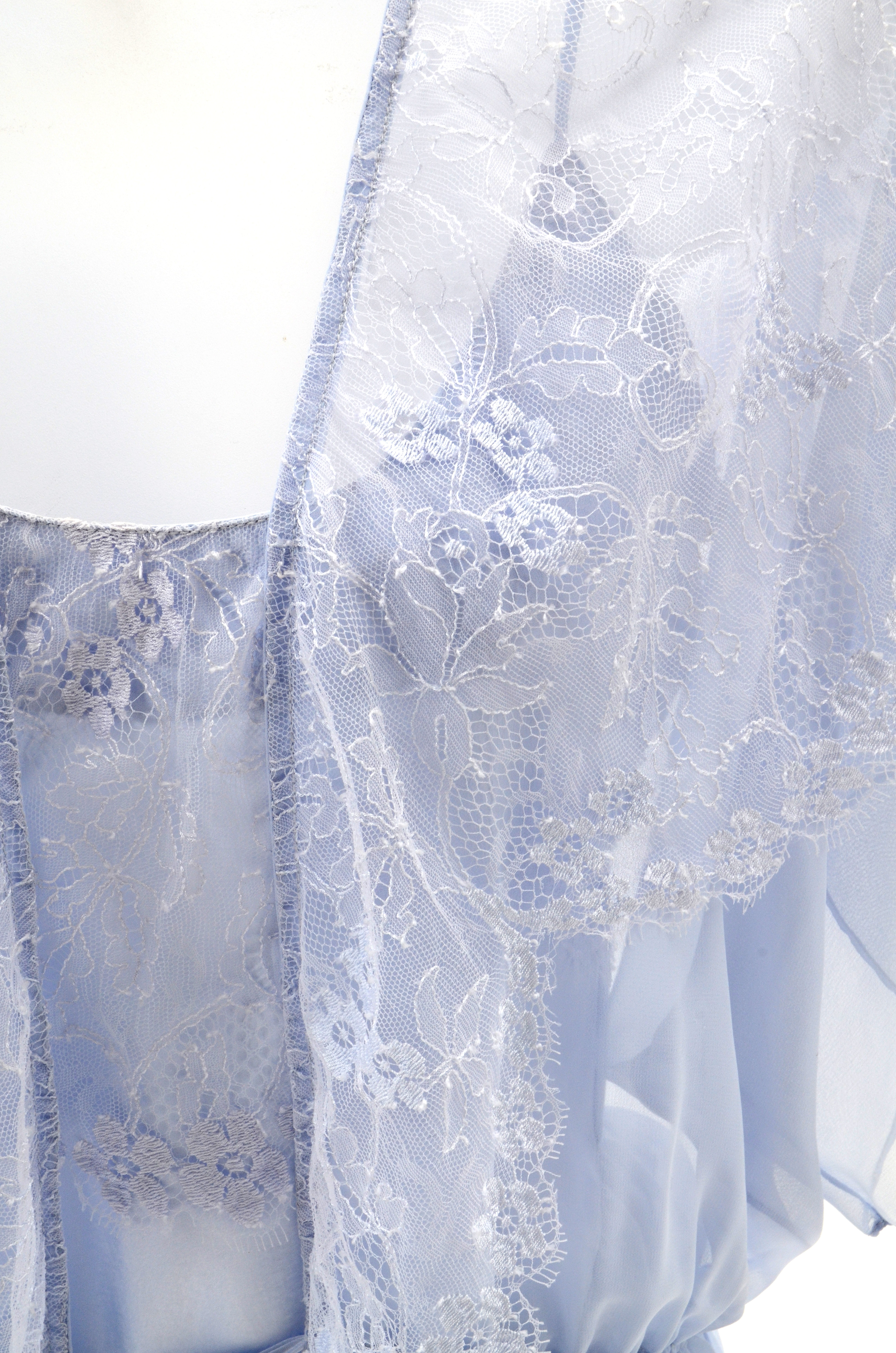 Susan's Jonquil Baby Blue Satin and Lace Teddy and Short Wrap Robe worn on the ABC Daytime Soap Opera "All My Children"