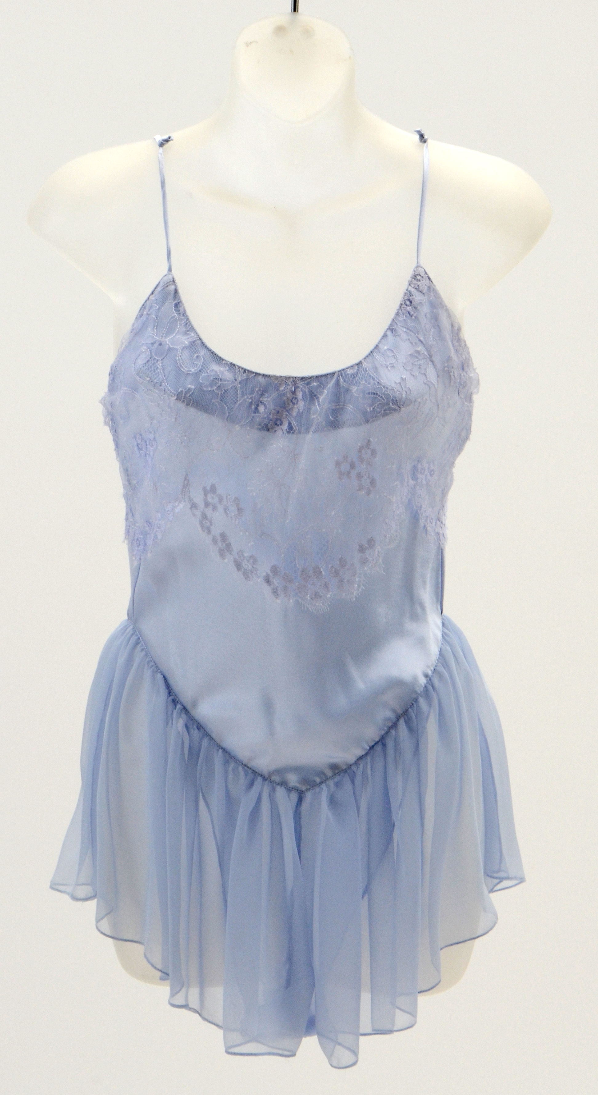 Susan's Jonquil Baby Blue Satin and Lace Teddy and Short Wrap Robe worn on the ABC Daytime Soap Opera "All My Children"