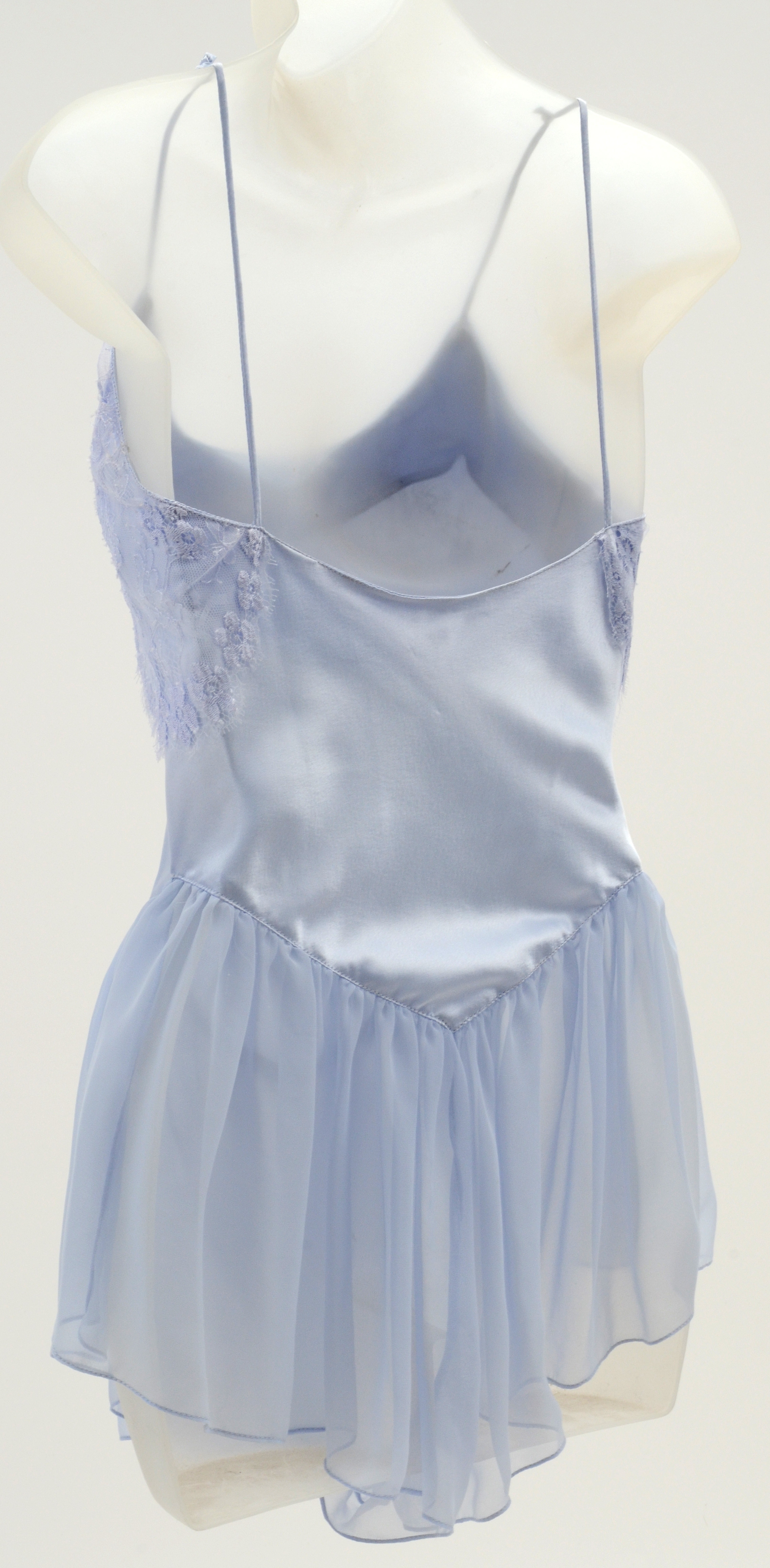 Susan's Jonquil Baby Blue Satin and Lace Teddy and Short Wrap Robe worn on the ABC Daytime Soap Opera "All My Children"