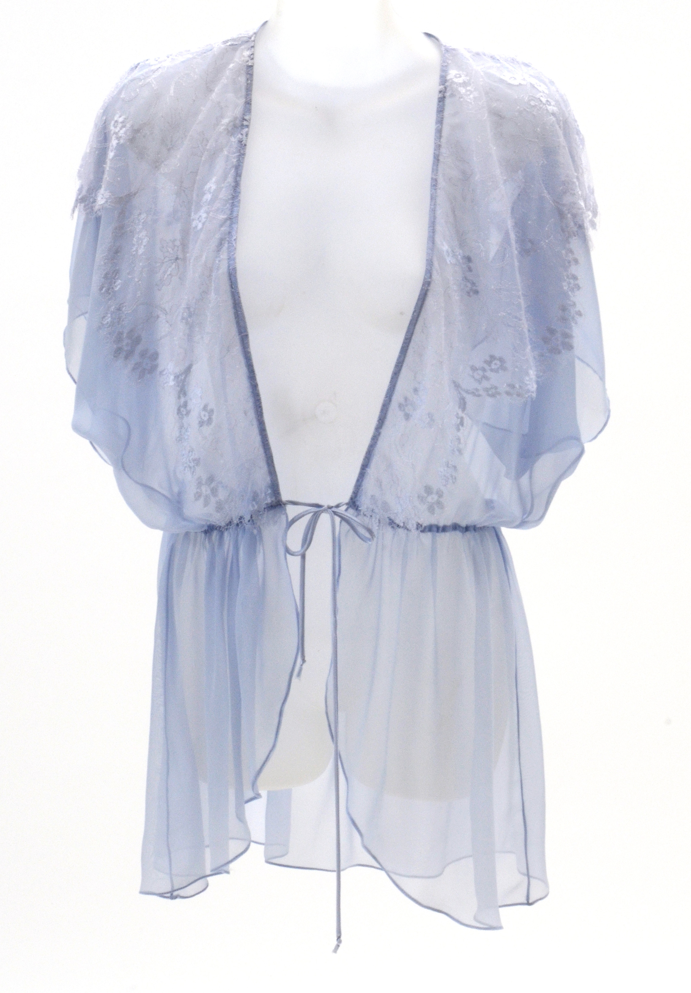 Susan's Jonquil Baby Blue Satin and Lace Teddy and Short Wrap Robe worn on the ABC Daytime Soap Opera "All My Children"
