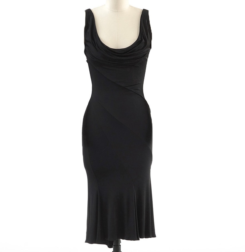 Gianni Versace Couture Body Con Sexy Black Sleeveless Cocktail Dress New With Tag