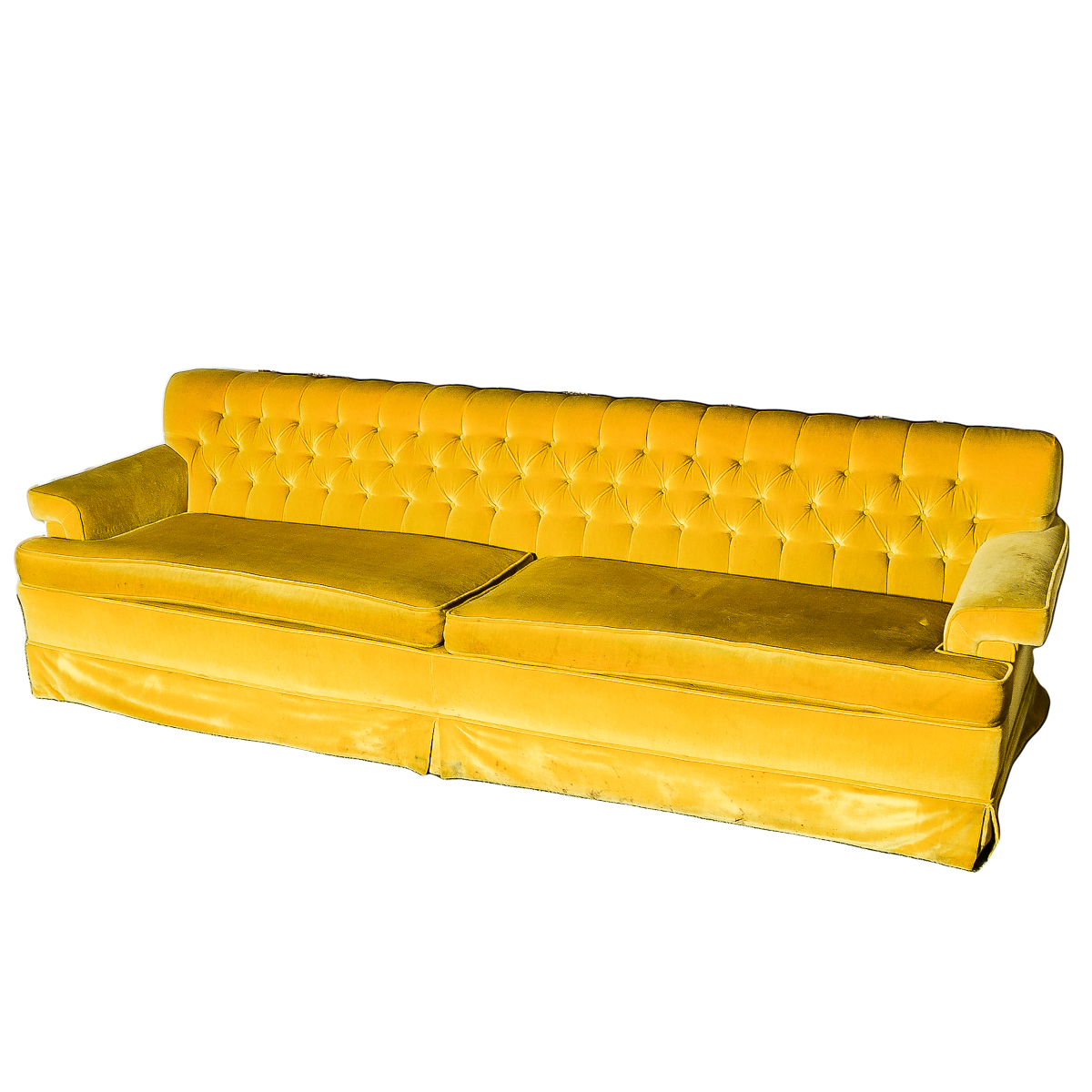 Vintage Mustard Yellow Velvet Couch