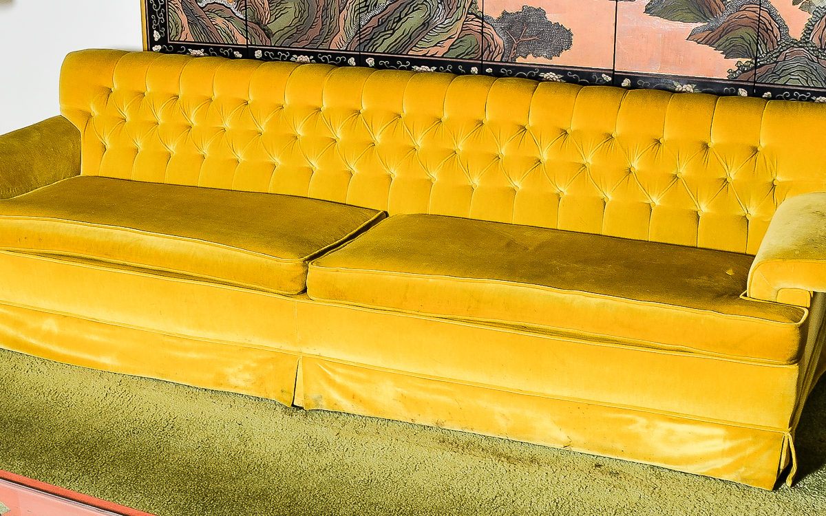 Vintage Mustard Yellow Velvet Couch