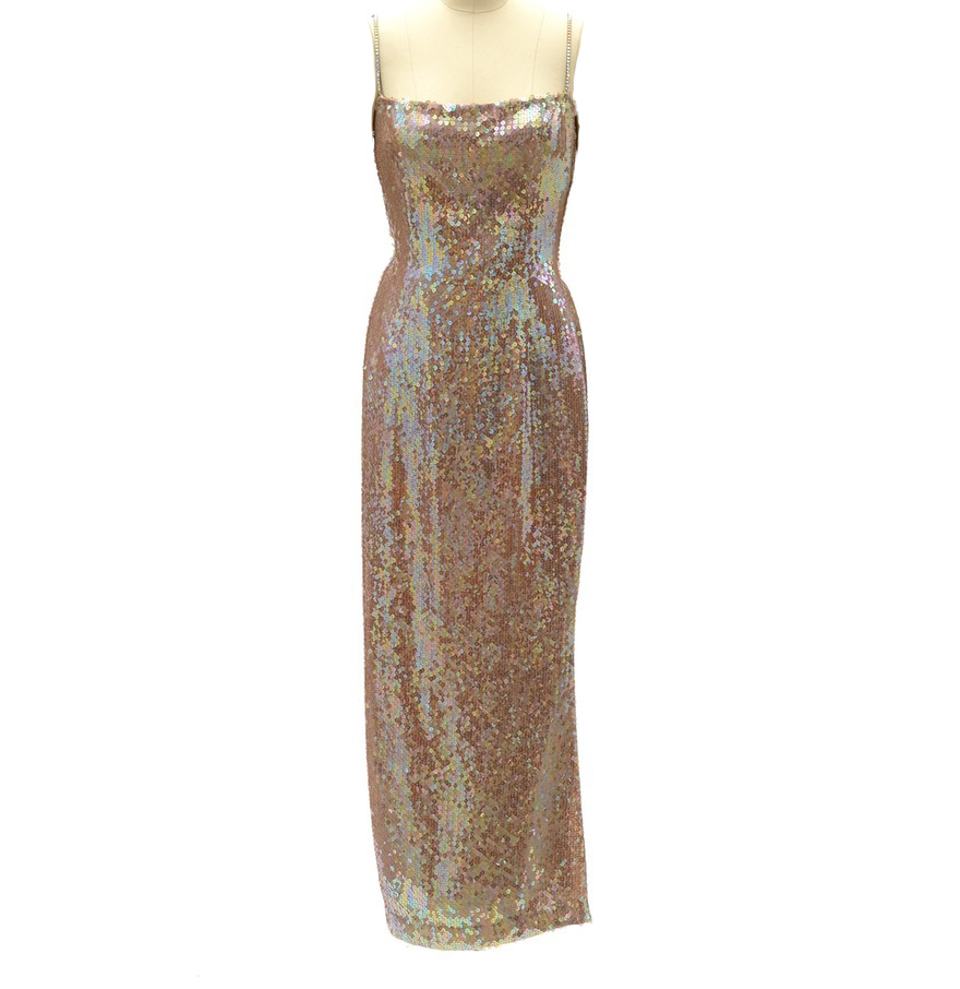 Escada Couture Iridescent Sequined Sleeveless Evening Dress Susan Wore to the Sixth Annual Benefit For the Elton John Aids Foundation