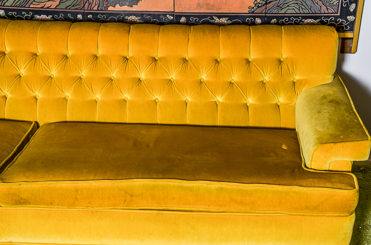 Vintage Mustard Yellow Velvet Couch