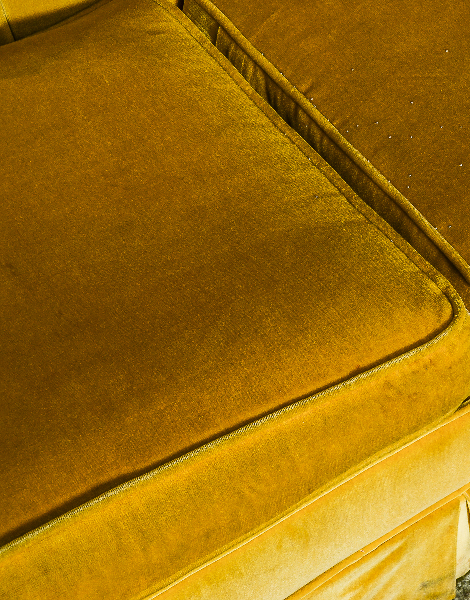 Vintage Mustard Yellow Velvet Couch