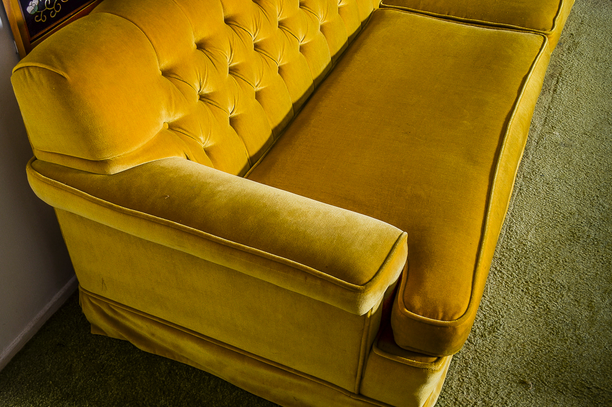 Vintage Mustard Yellow Velvet Couch