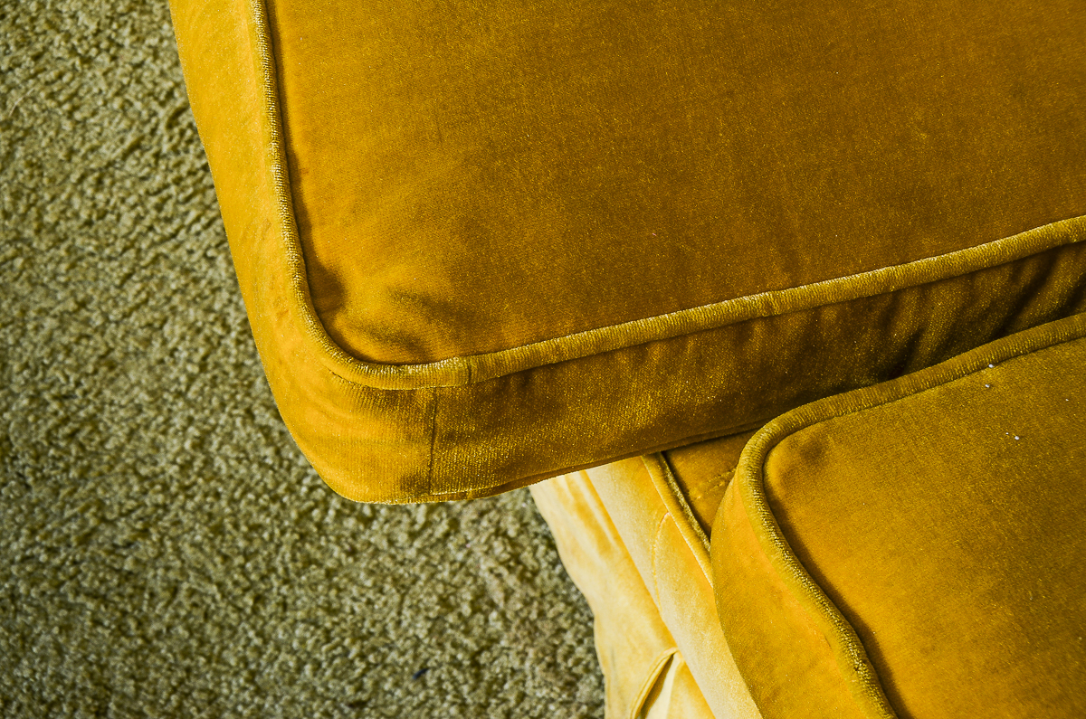 Vintage Mustard Yellow Velvet Couch