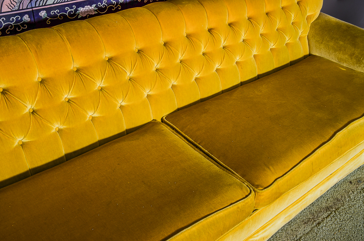 Vintage Mustard Yellow Velvet Couch