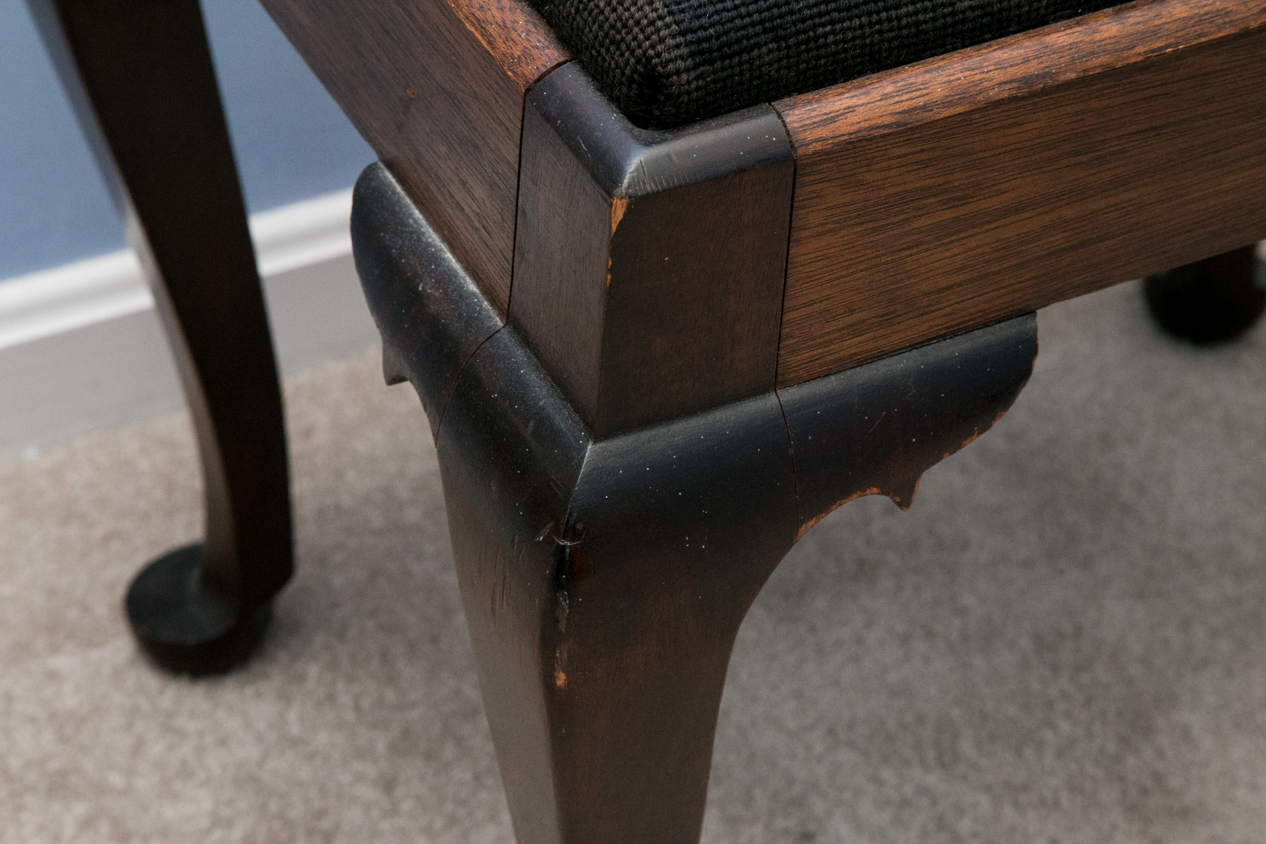 Queen Anne Style Stool with Needlework