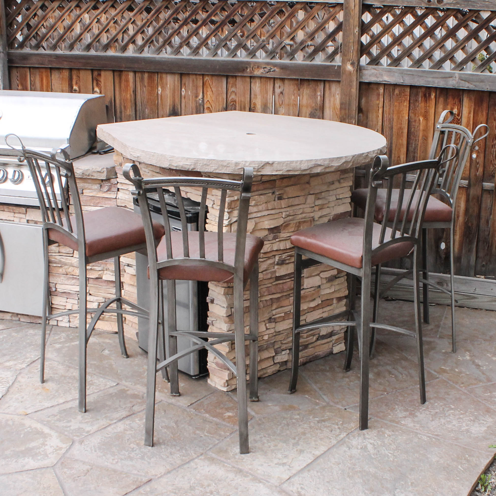 Set of Four Metal Outdoor Bar Chairs