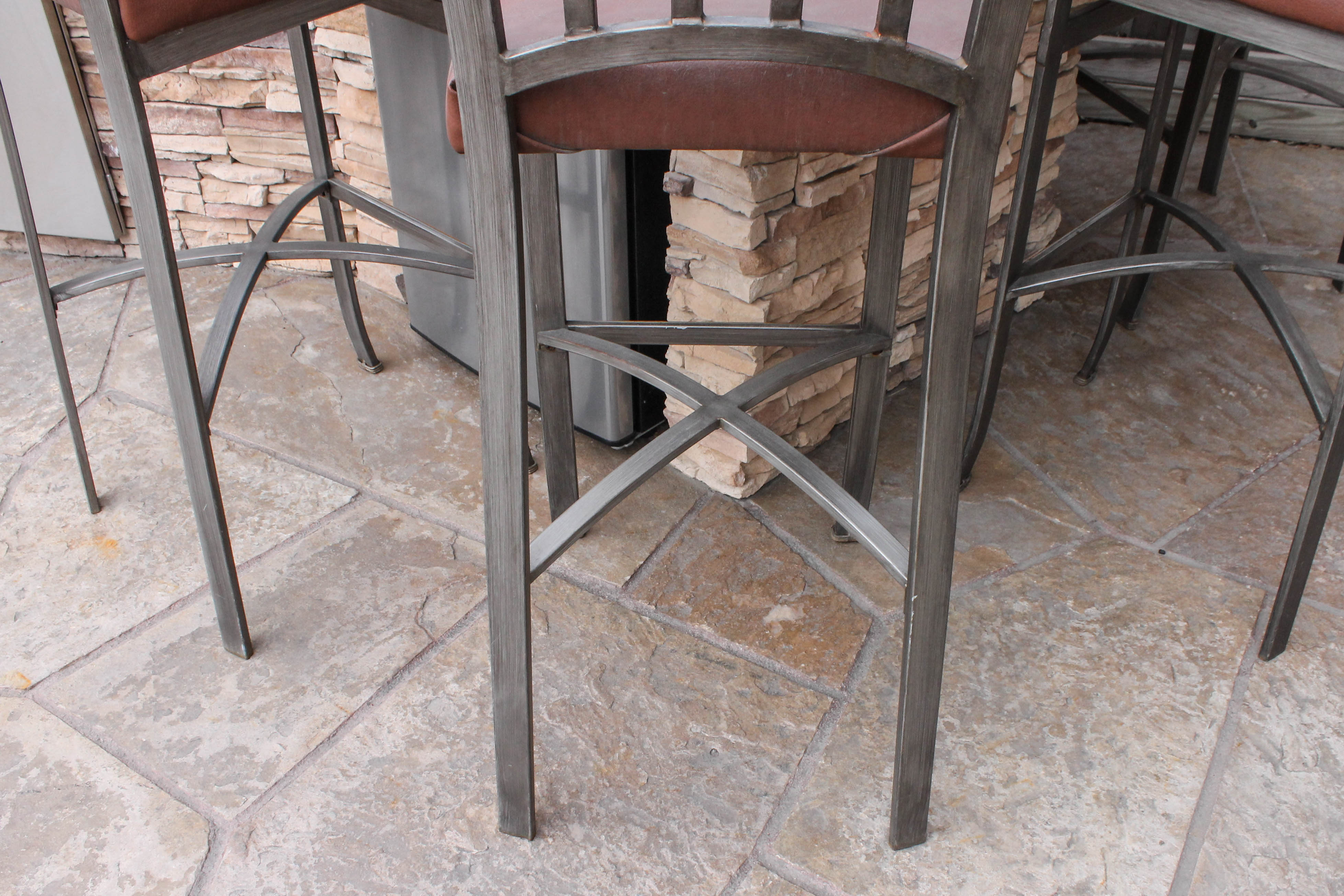 Set of Four Metal Outdoor Bar Chairs