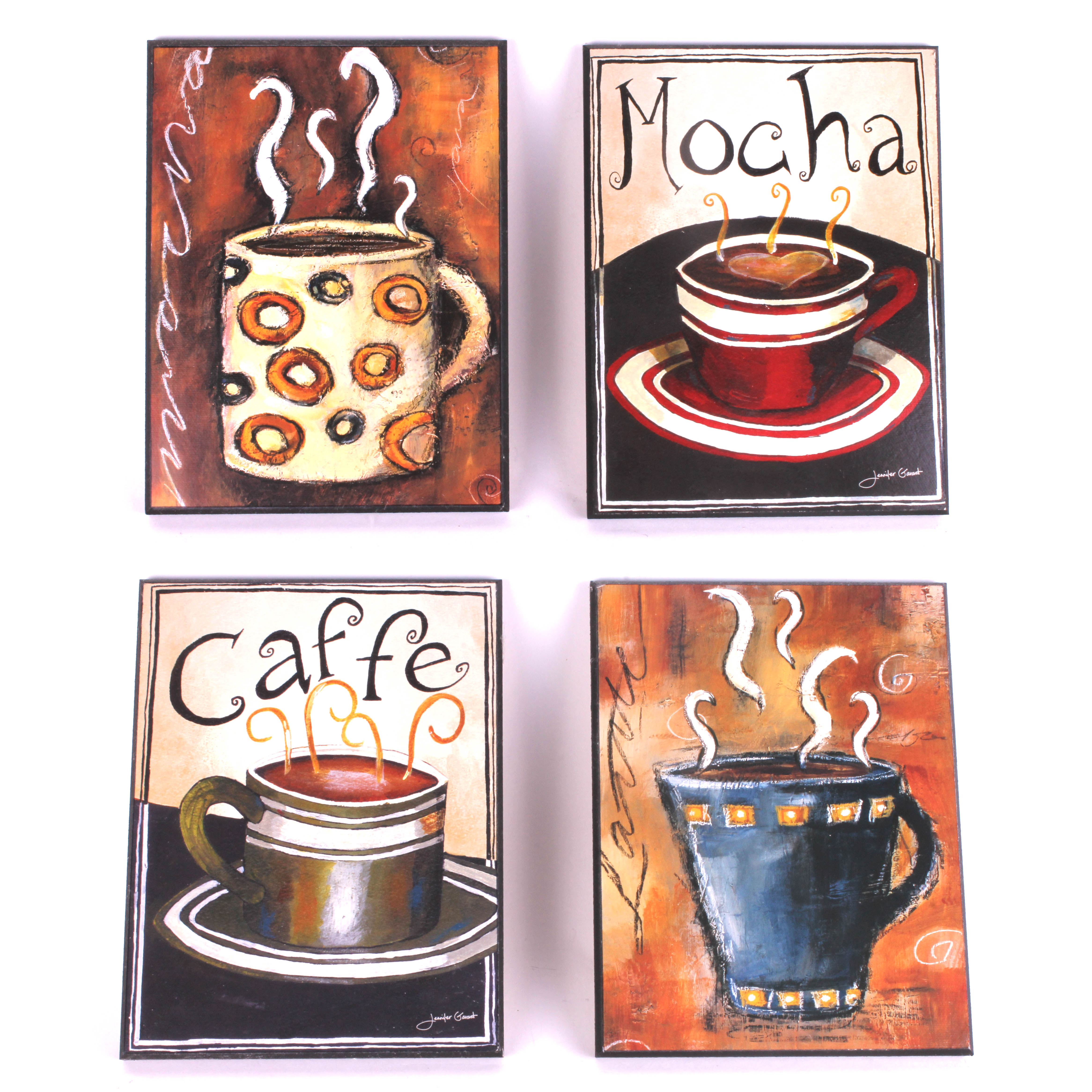 Set of Four Coffee-Themed Wall Plaques