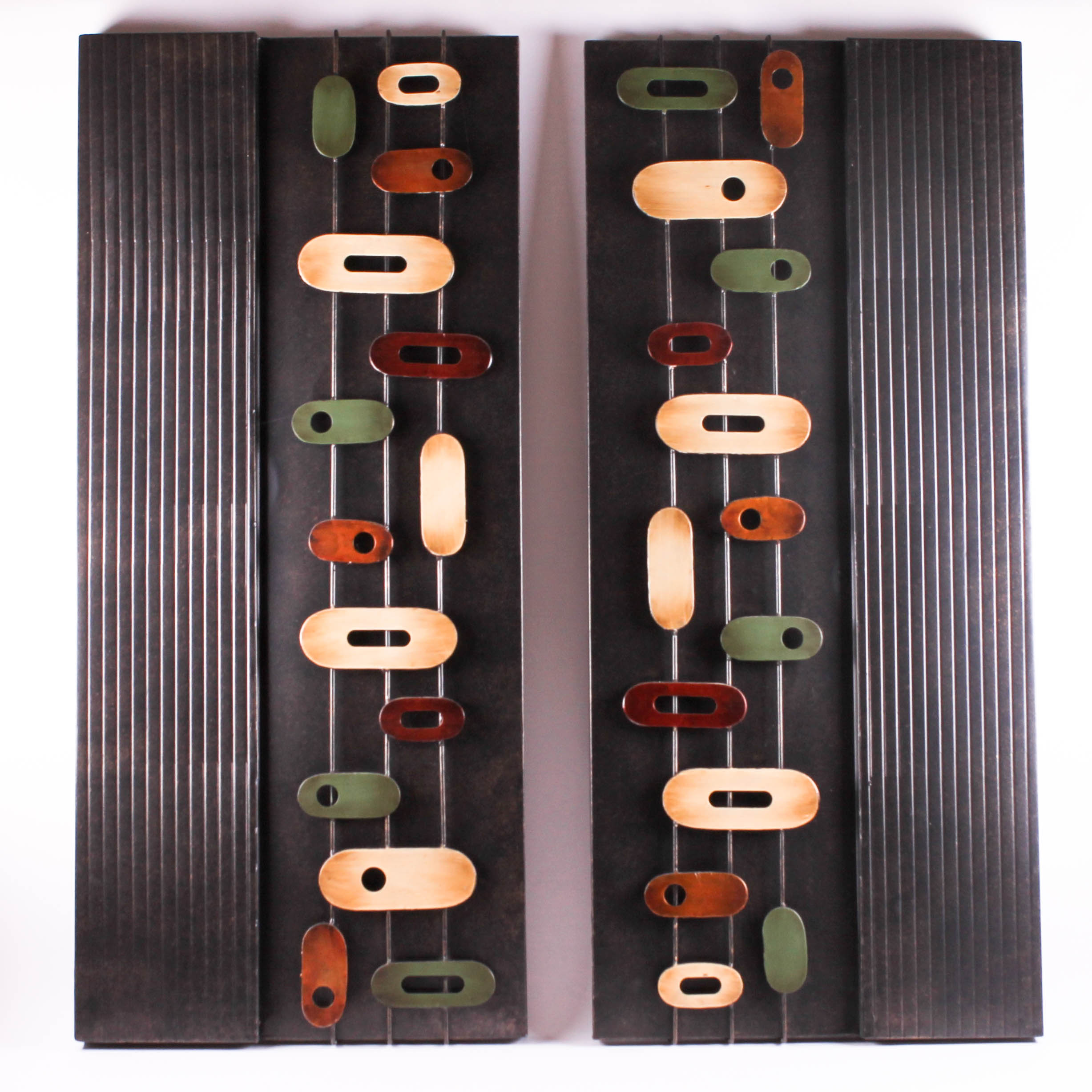 Pair of Contemporary Metal Wall Art Sculptures