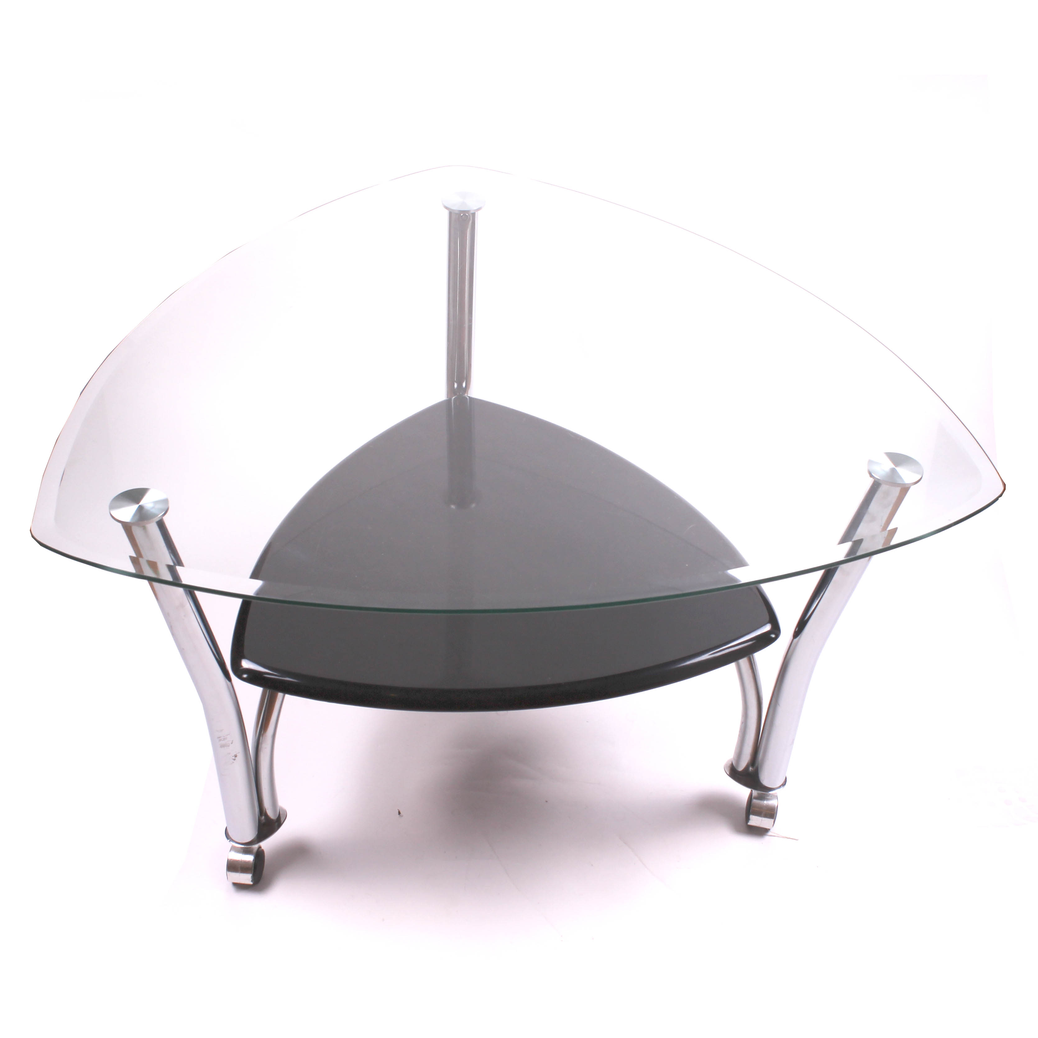 Contemporary Chrome and Glass Coffee Table