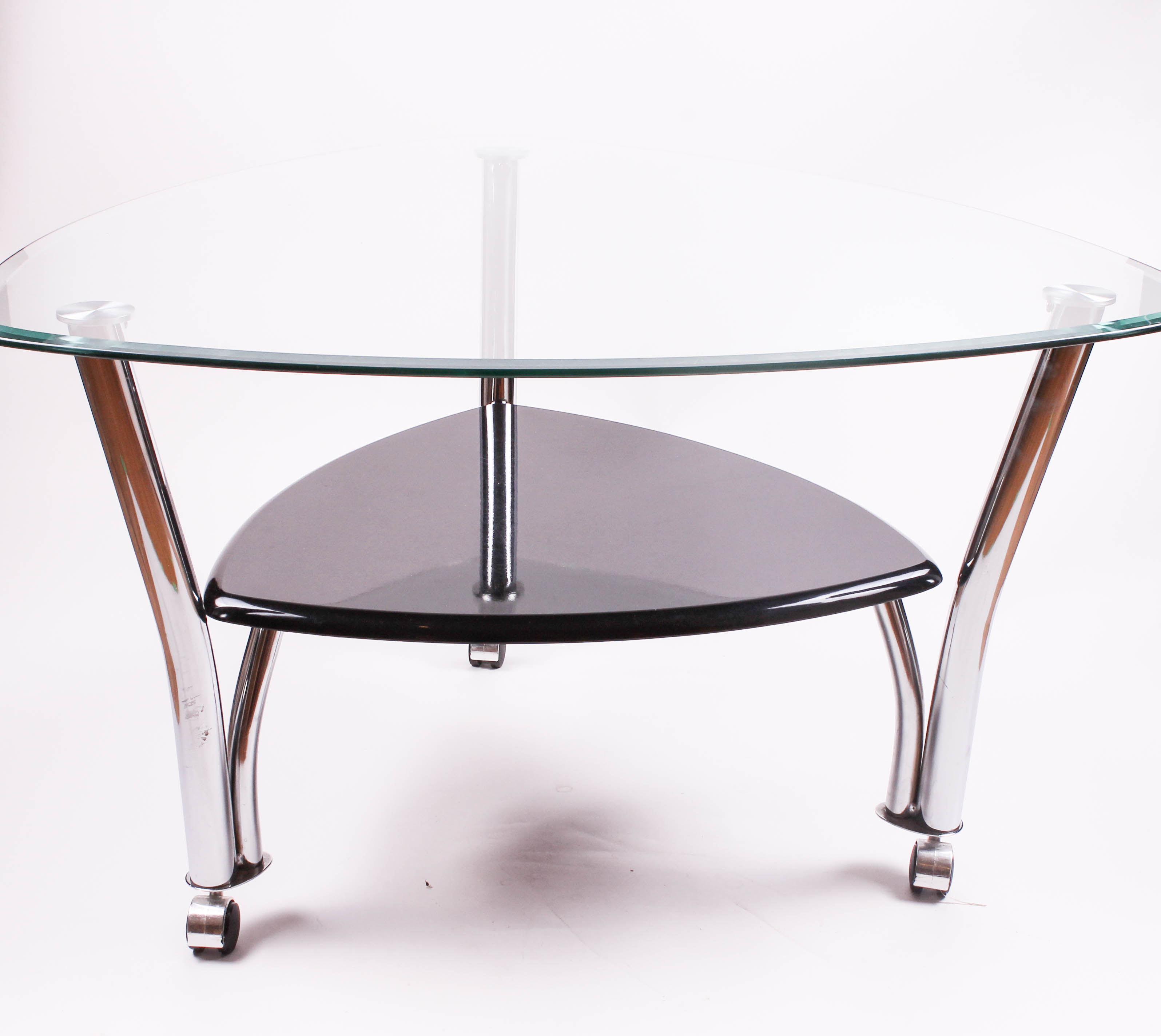 Contemporary Chrome and Glass Coffee Table