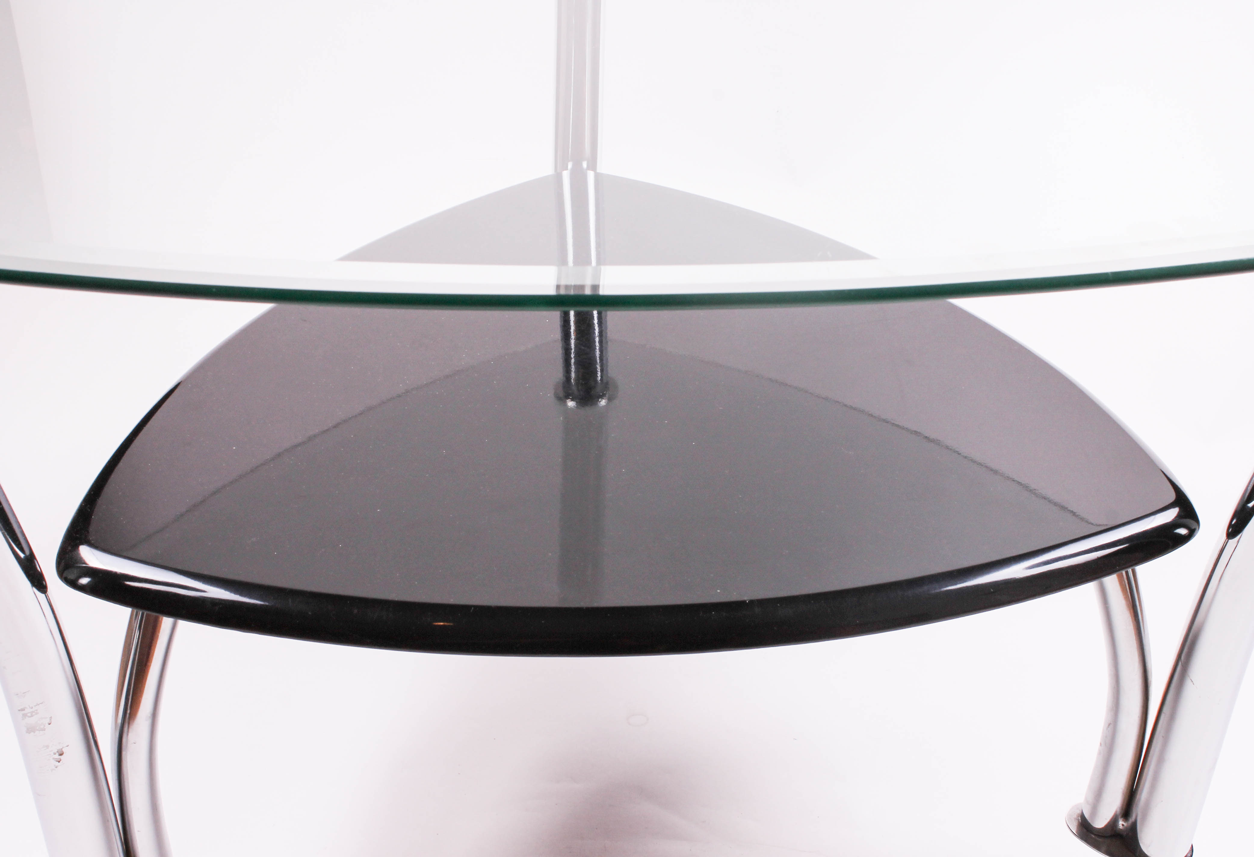 Contemporary Chrome and Glass Coffee Table