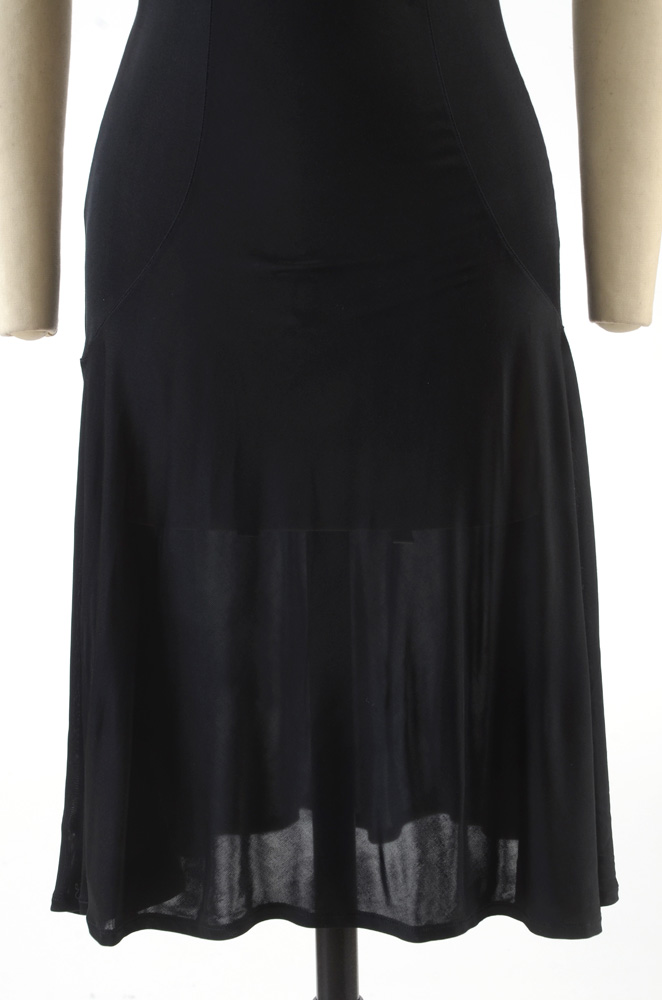 Versace Mare Black Sleeveless Slip Dress with Chain Link Medusa Logo Accent Strap Encrusted with Rhinestones