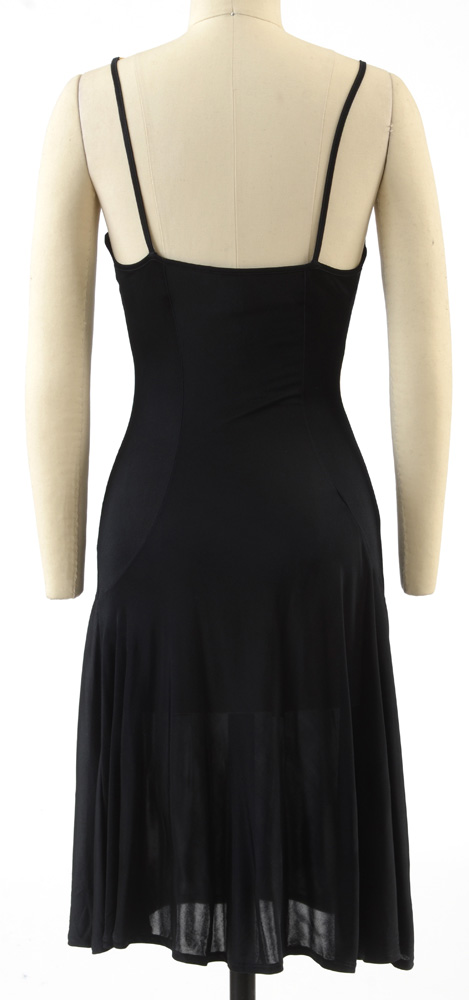 Versace Mare Black Sleeveless Slip Dress with Chain Link Medusa Logo Accent Strap Encrusted with Rhinestones