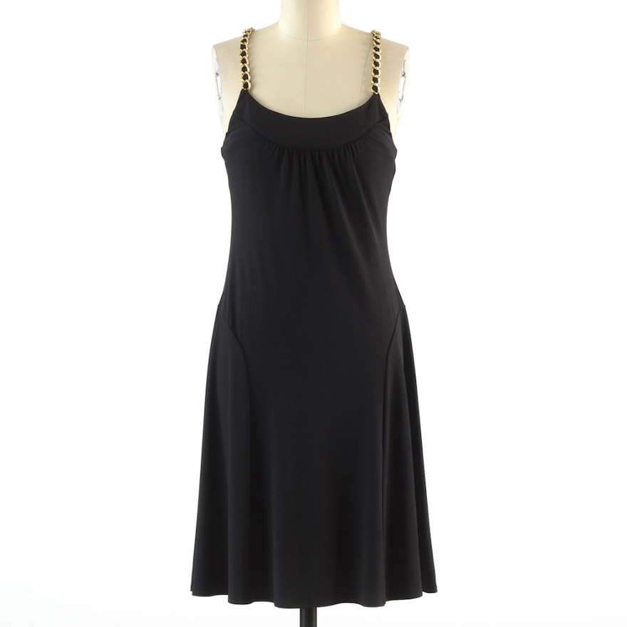 Donna Morgan Sleeveless Black Cocktail Dress with Chain Link Shoulder Straps