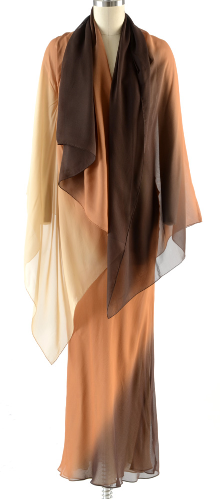 Gucci Ombré Silk Chiffon Sleeveless Slip Dress with Matching Signature Wrap