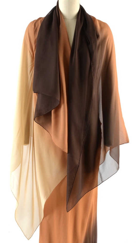 Gucci Ombré Silk Chiffon Sleeveless Slip Dress with Matching Signature Wrap