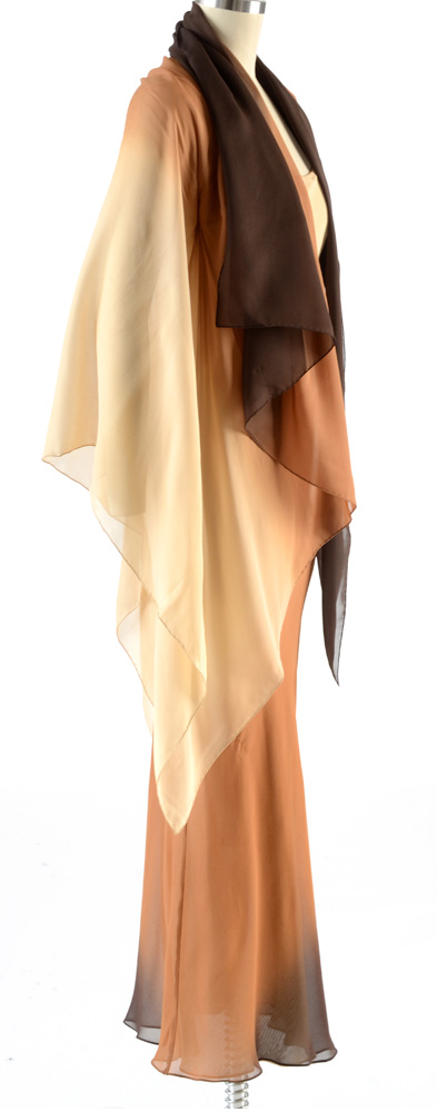 Gucci Ombré Silk Chiffon Sleeveless Slip Dress with Matching Signature Wrap