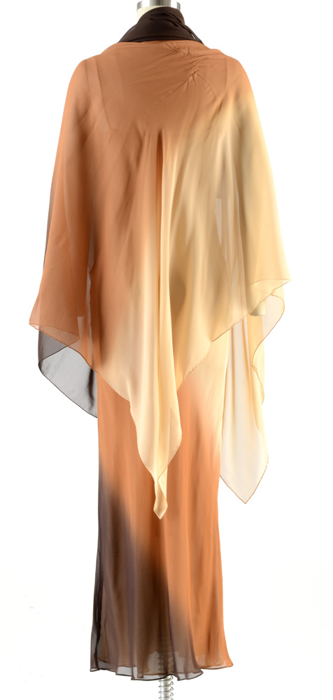 Gucci Ombré Silk Chiffon Sleeveless Slip Dress with Matching Signature Wrap