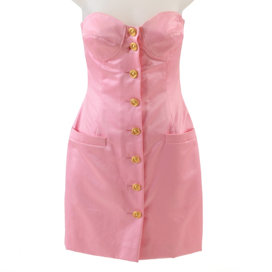 Deadstock Escada by Margaretha Ley "Kleid M" Sleeveless Cocktail Dress in Pink Cotton