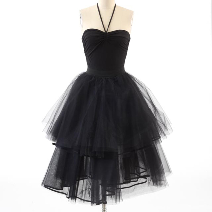 Saraco of Paris Black Tulle Skirt Paired with a Moda International Black Jersey Halter Top