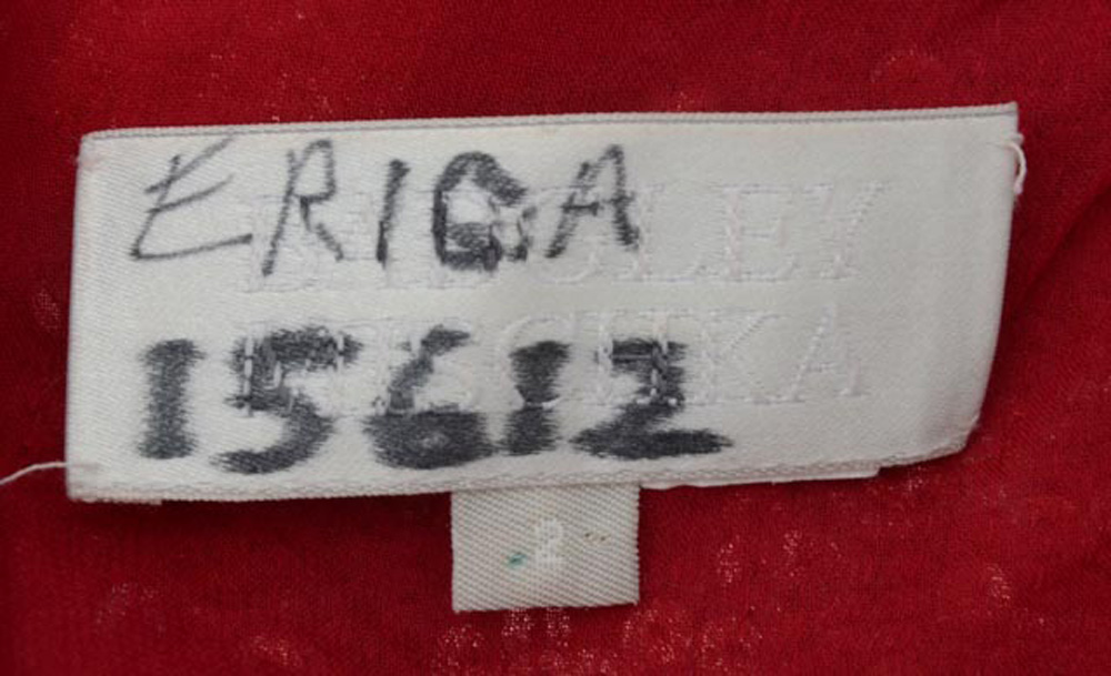 Badgley Mischka Designer Pink Sequined Fuschia Silk Halter Strap Evening Gown with V-Cut Neckline and Signature Label That Reads "ERICA 15612" in Black Marker