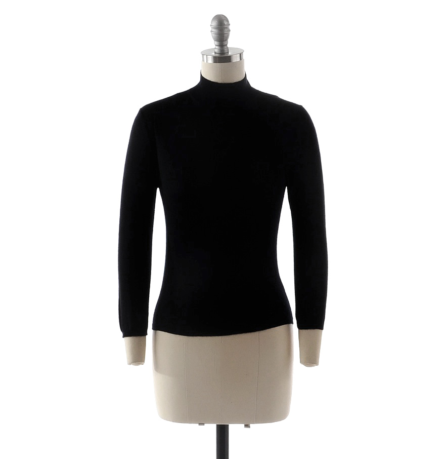 Prada Black Knit Mock Turtleneck Cashmere Sweater