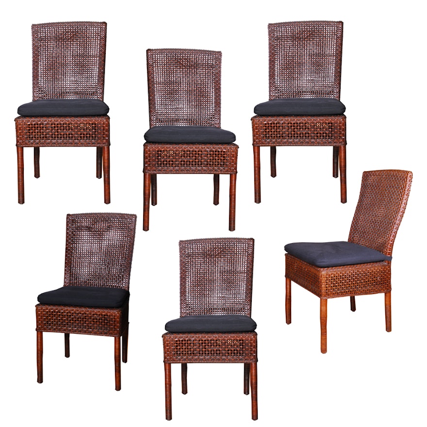 Six Wicker Dining Chairs