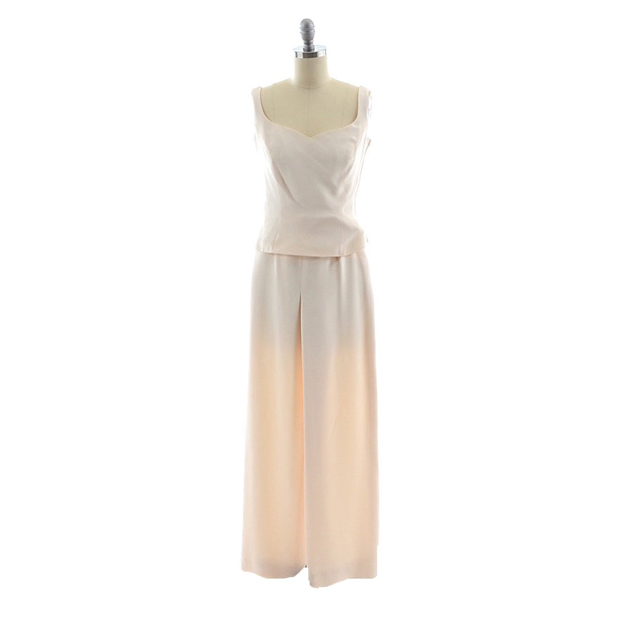 Escada Couture Ivory Silk Sleeveless Blouse and Trousers