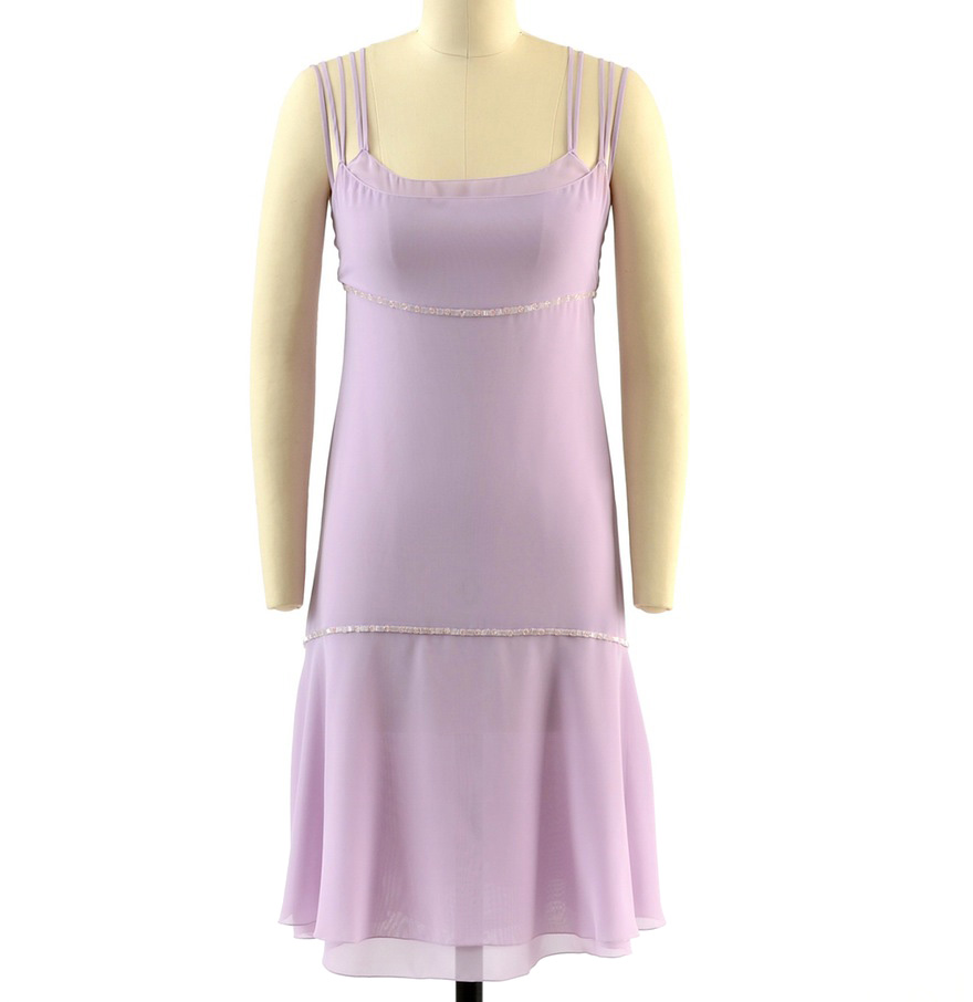 Chanel Boutique Lavender Sleeveless Dress Embellished with Beads