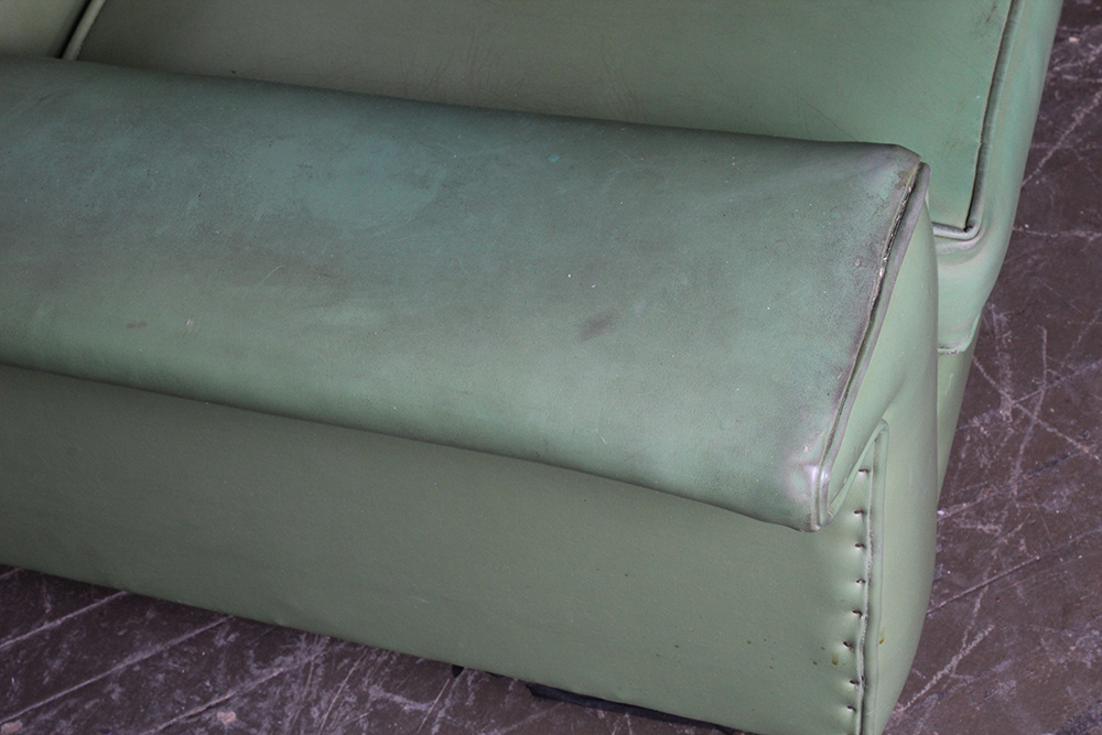 Mid-Century Modern Green Vinyl Sectional