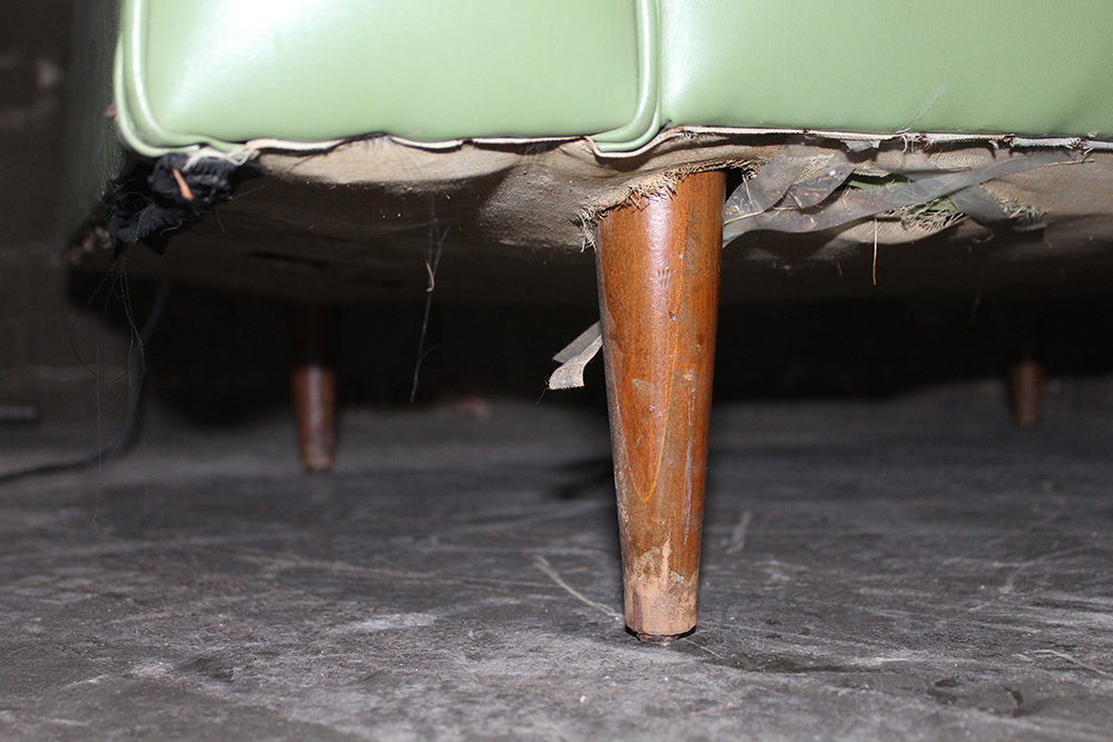 Mid-Century Modern Green Vinyl Sectional