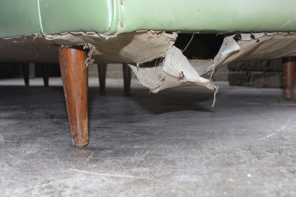 Mid-Century Modern Green Vinyl Sectional