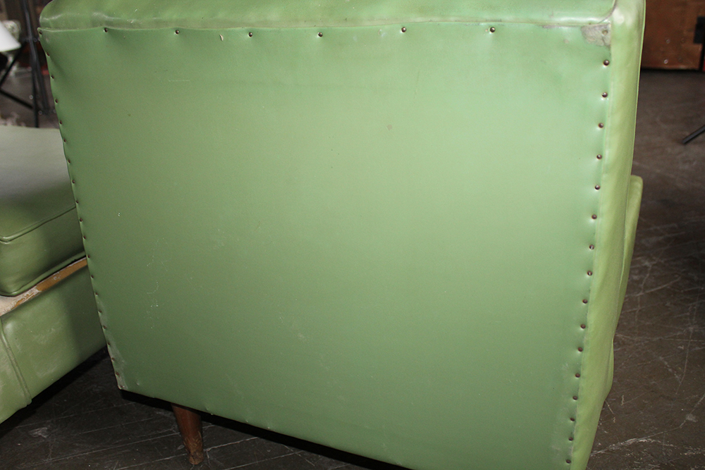Mid-Century Modern Green Vinyl Sectional