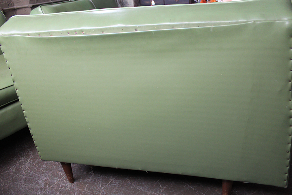 Mid-Century Modern Green Vinyl Sectional