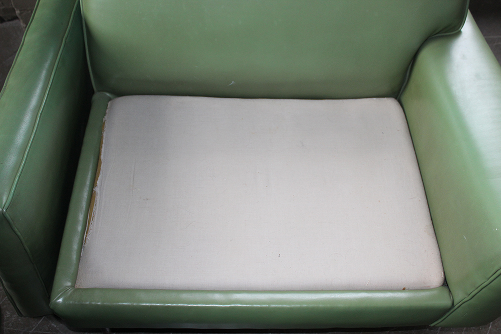 Mid-Century Modern Green Vinyl Sectional