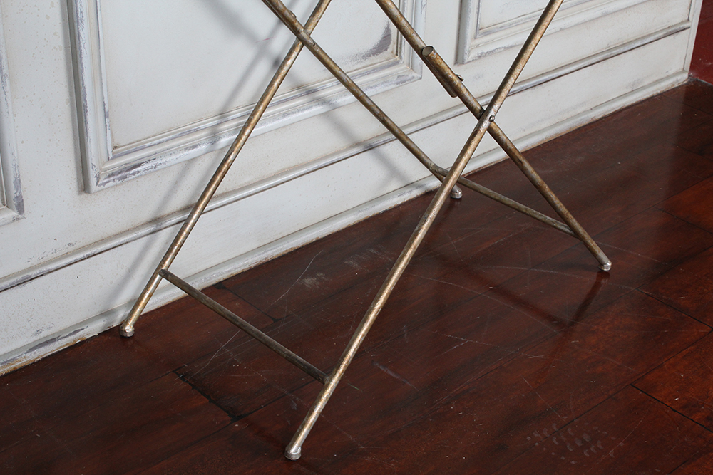 Metal Mirror-Topped Tray Table