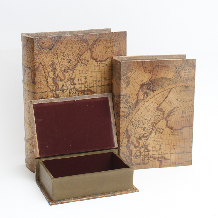 Trio of World Map Storage Boxes
