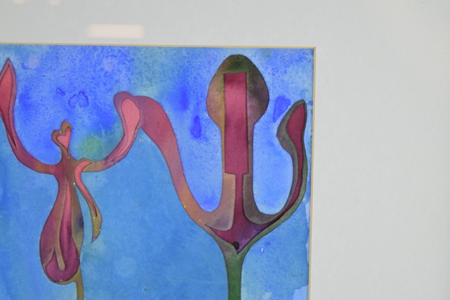 Original Tuska Cut Paper and Watercolor Framed Art "Buds" Number 17