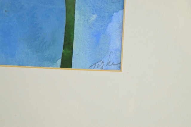 Original Tuska Cut Paper and Watercolor Framed Art "Buds" Number 17