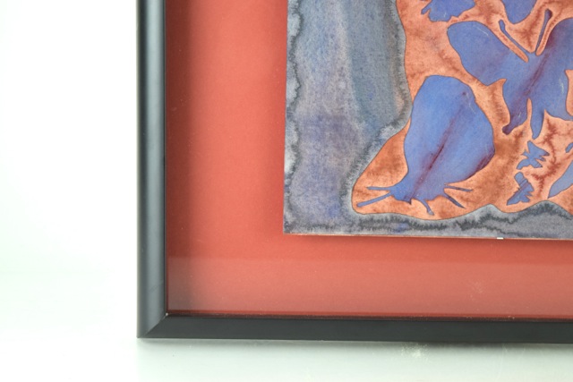 Original Tuska Cut Paper and Watercolor Framed Art "Tattoo" Number 1