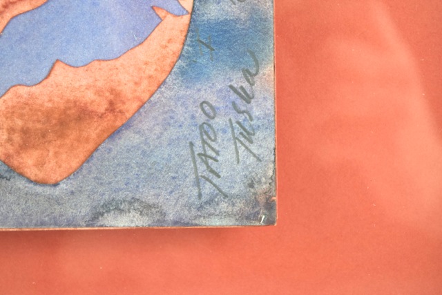 Original Tuska Cut Paper and Watercolor Framed Art "Tattoo" Number 1